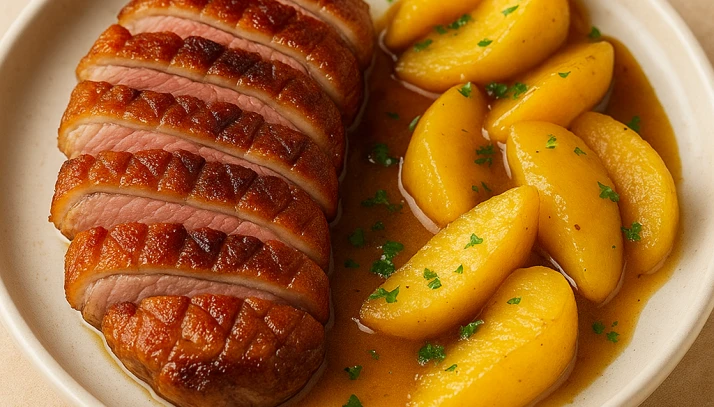 Le Magret de Canard aux pommes et sa sauce au miel visuel